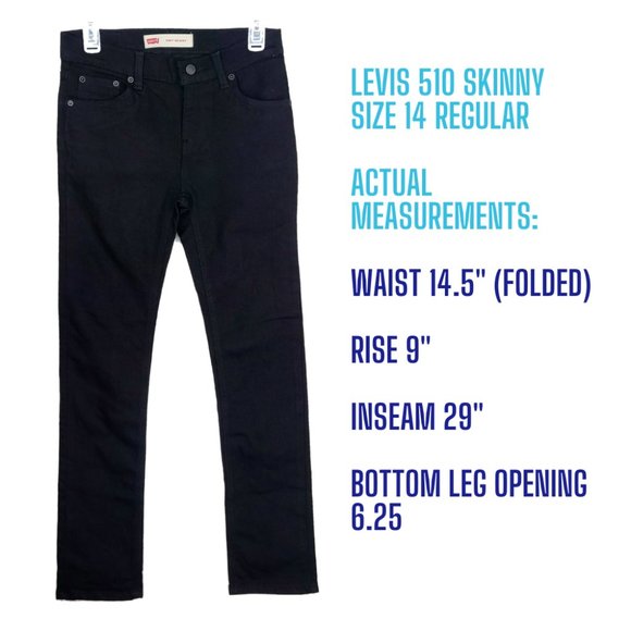 NEW Levi's 510 Boys Stretch Skinny Jeans Sz 14 Reg 27W  27L Slim Fit Black Levis - Picture 3 of 9